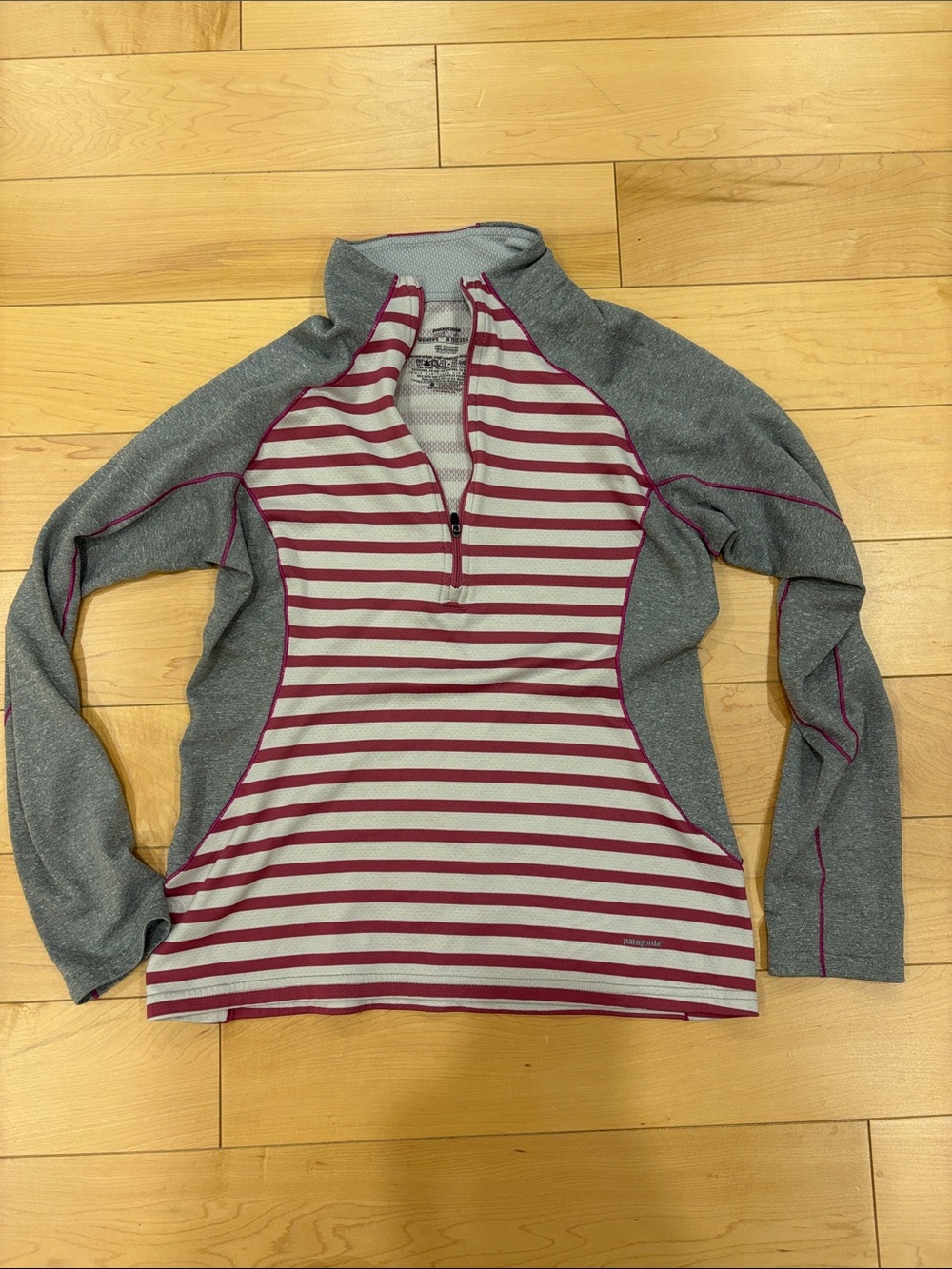 Patagonia Gray Pullover with Pink Striped Back Panel - Picture 4 of 4